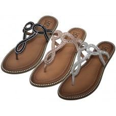 W2222L-A - Wholesale Women's "Easy USA" Rhinestone Upper Sandals (*Aast. Black/Silver. Rose Gold And Silver)